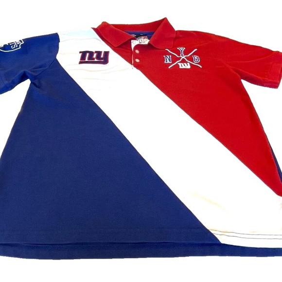 NFL Team Apparel New York Giants Men's Colorblock Polo Shirt; Size Large - Picture 4 of 7